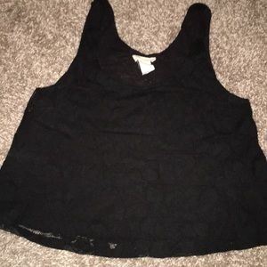Black lace crop top